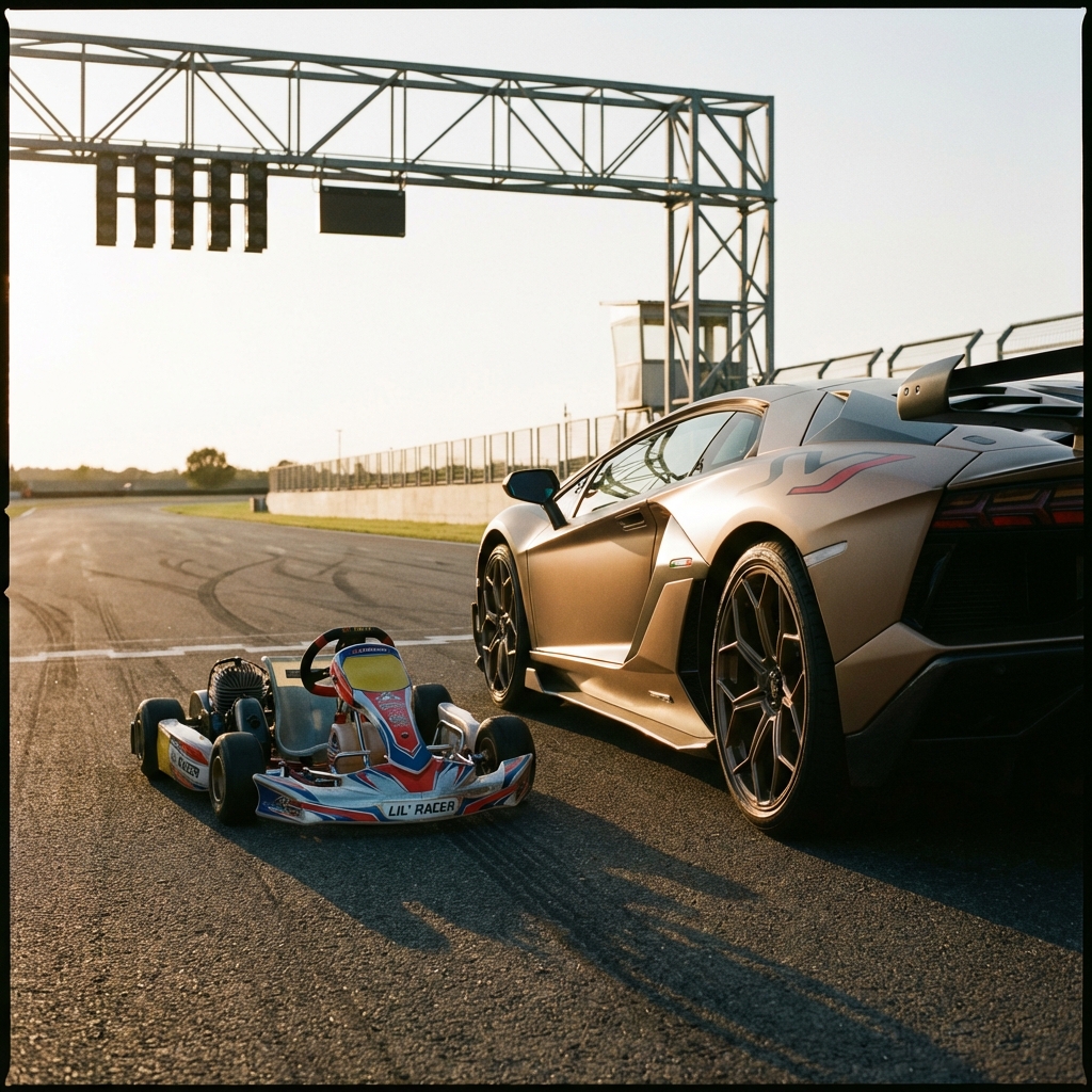 Kart vs Supercar Scale